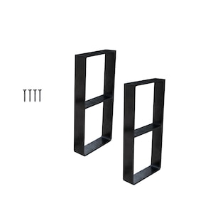 Square Flat Stock legs with middle shelf | set of (2) |(2" Wide - 1/4" Thick Metal) Table Legs, Bench Legs, DIY, Handmade In The USA