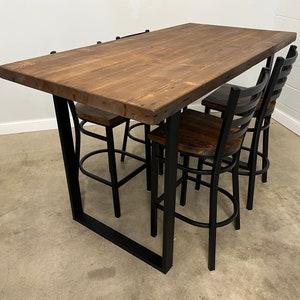 Bar Height/High Top,rectangular pub table,standing height bar table,wood bar table Reclaimed barn wood dining table with Metal  base