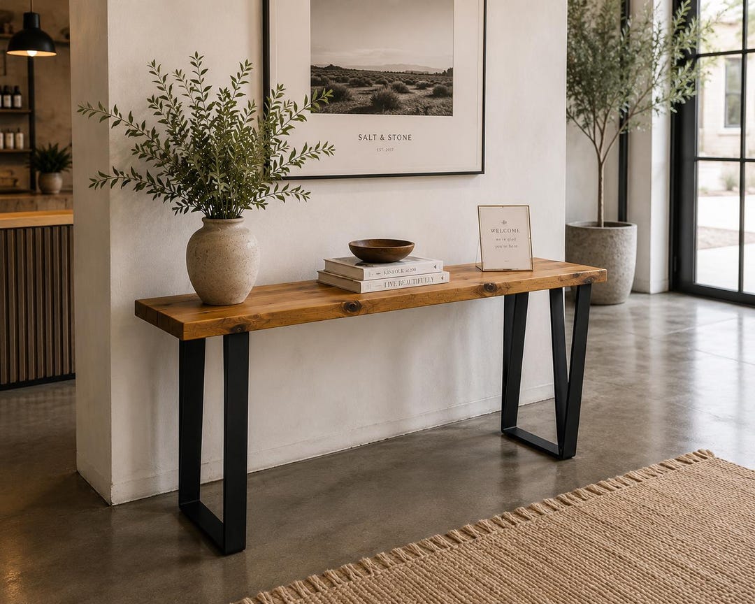 Handmade Reclaimed Wood Console Table • Modern Entryway Sofa Table - Etsy