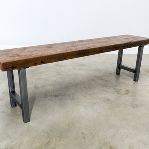 Entryway Wooden Bench- Reclaimed Wood - With custom H Style Legs- Furniture-Seating | Choose Size, Thickness, Finish