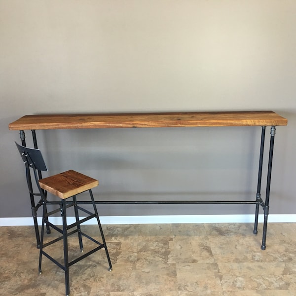 Entry Table, Hallway Table, sofa Table,42 Inch High,Bar height Wood Table,  Pipe Table, Reclaimed Wood,Choose from size and finish