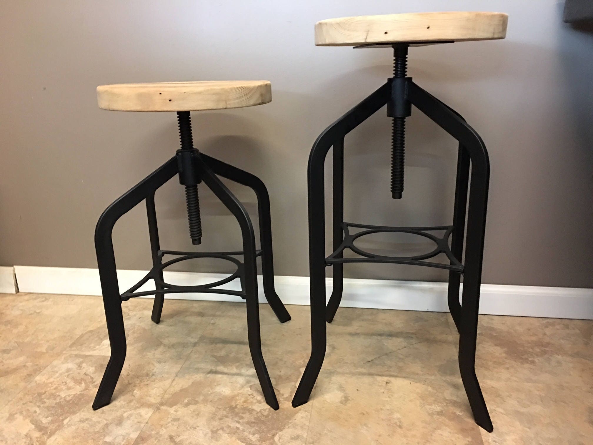 Reclaimed Wood Counter/bar Height Stool With Swivel Seat Etsy