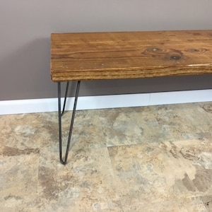 Mid Century styled dining Bench (1.5&quot; Standard top) w/ Hairpin legs