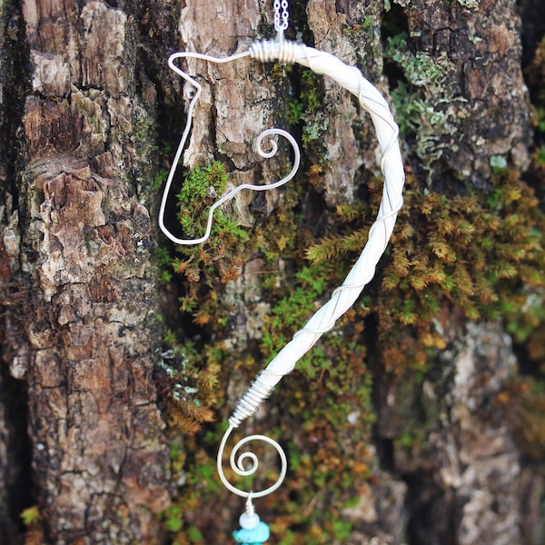 Sterling silver wrapped horse hair "The Mane Profile" pendant with Turquoise Charm
