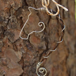 Sterling silver wrapped horse hair "The Mane Profile" pendant with Rainbow Moonstone Charm