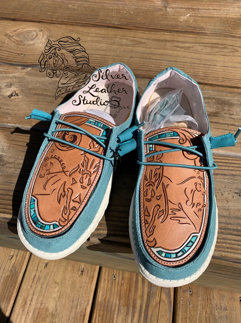 custom tooled hey dudes