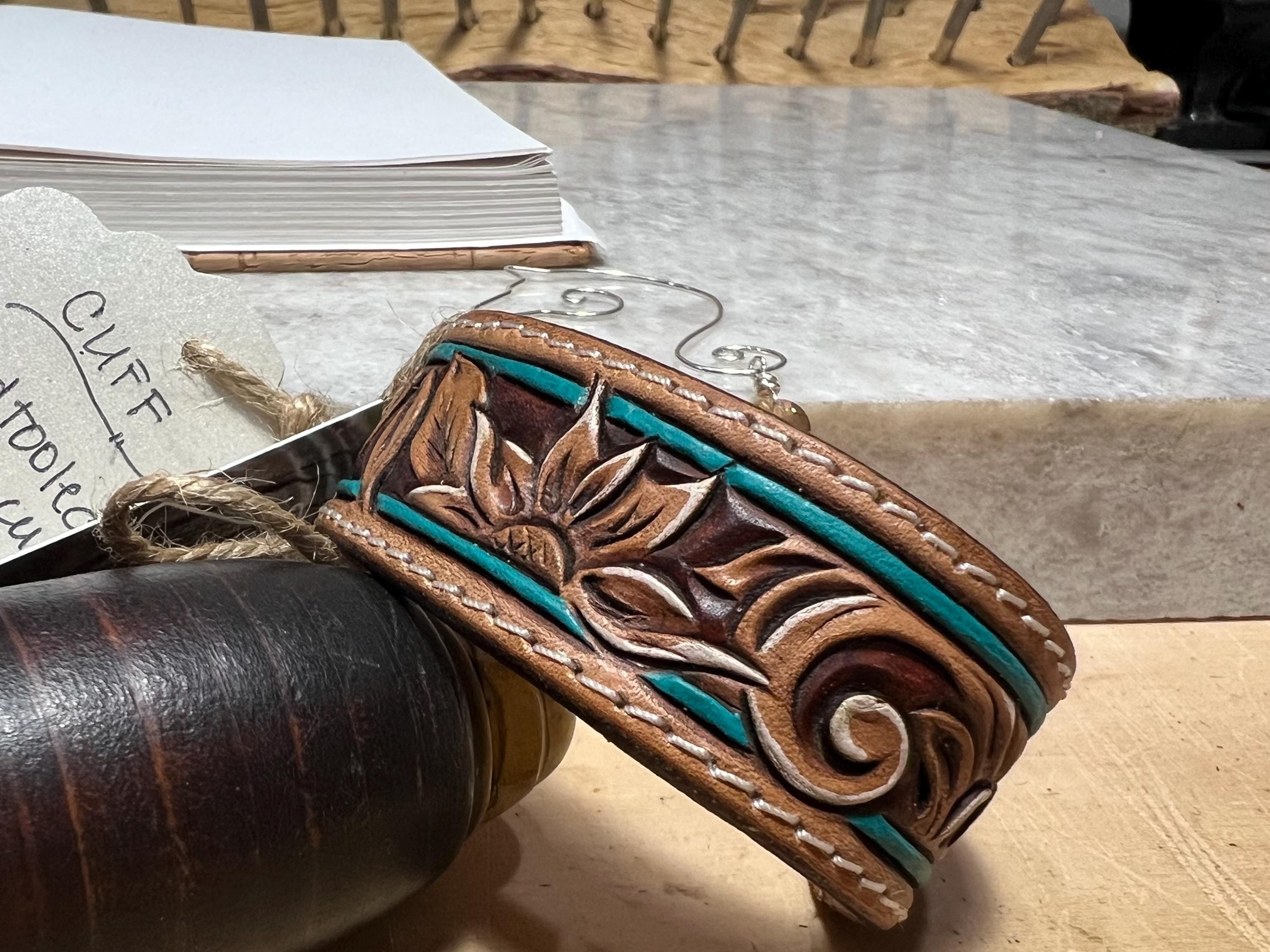 Hand Tooled Leather Cuff Bracelet - Etsy