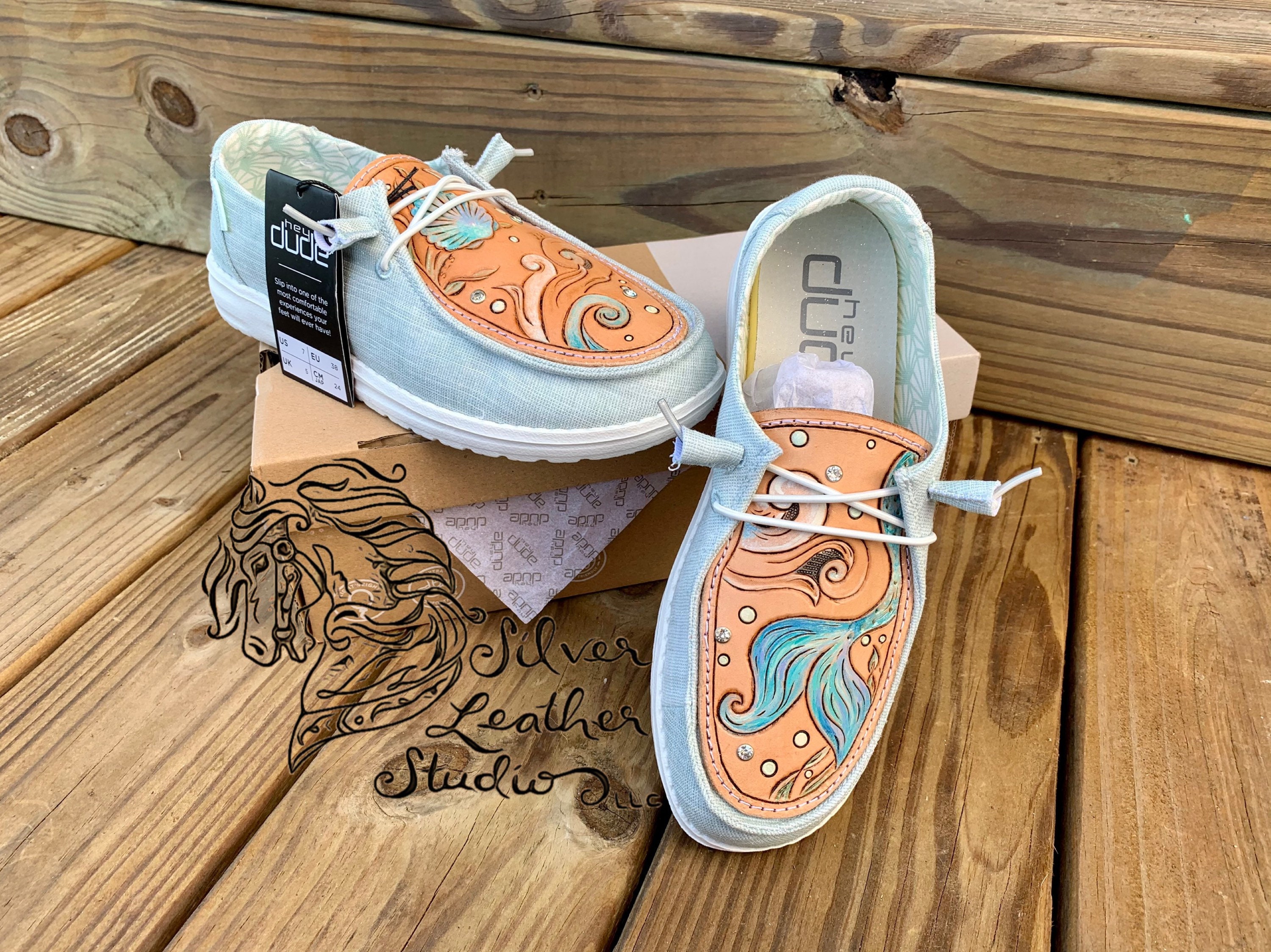 custom tooled hey dudes