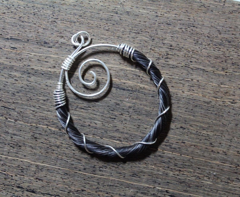 Sterling Silver Wire Wrapped Horse Hair Pendant Necklace Etsy