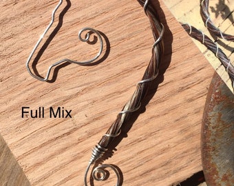 Sterling silver wrapped horse hair &quot;The Mane Profile&quot; pendant with Red Swarovski Crystal Charm