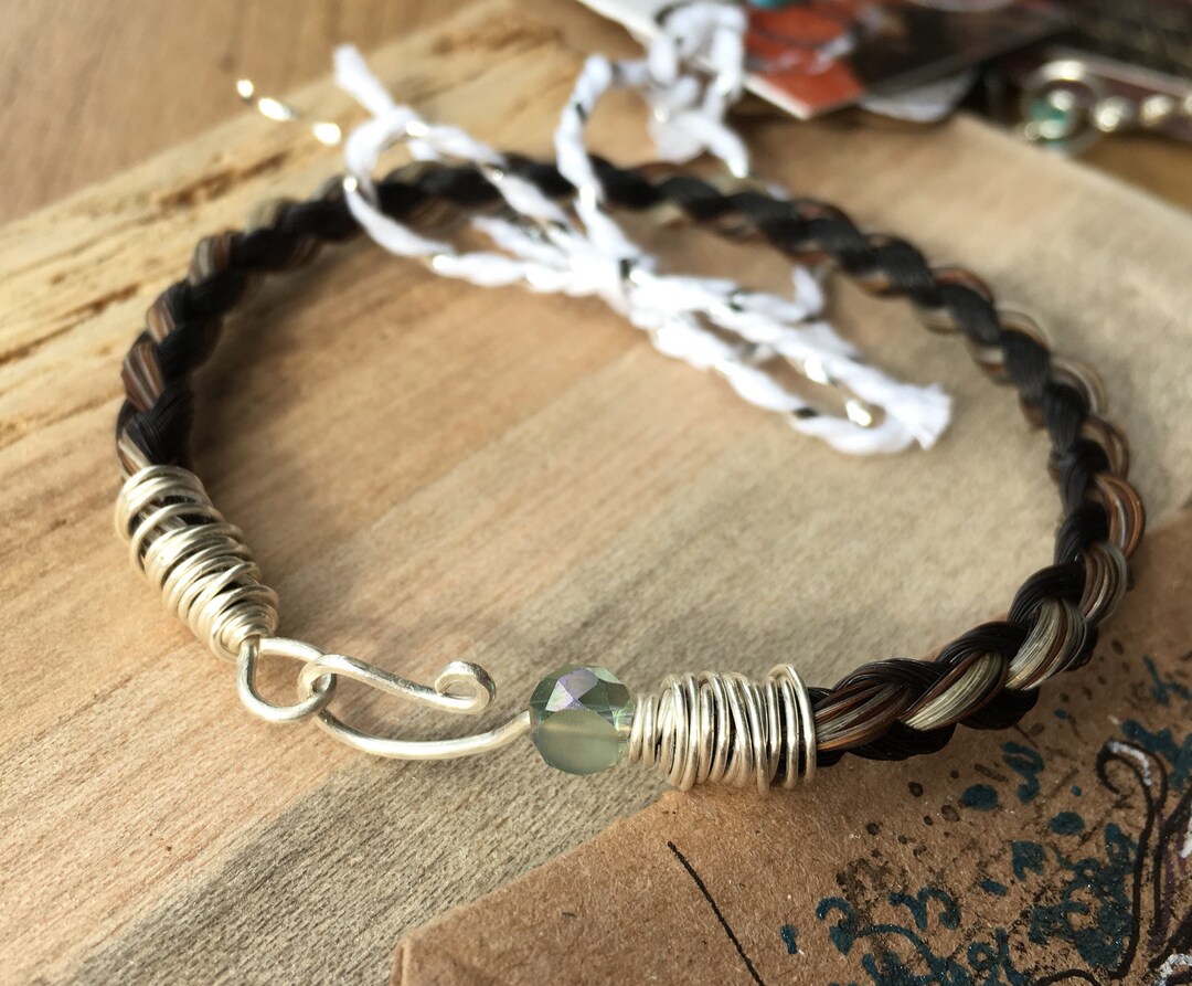 The Zinco Stone, Sterling Silver Wire Wrapped Horse Hair Bracelet