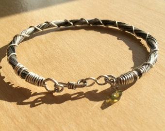 Die Unendlichkeit, Sterling Silber Draht gewickelt Pferd Haararmband / Swarovski Kristall Charme