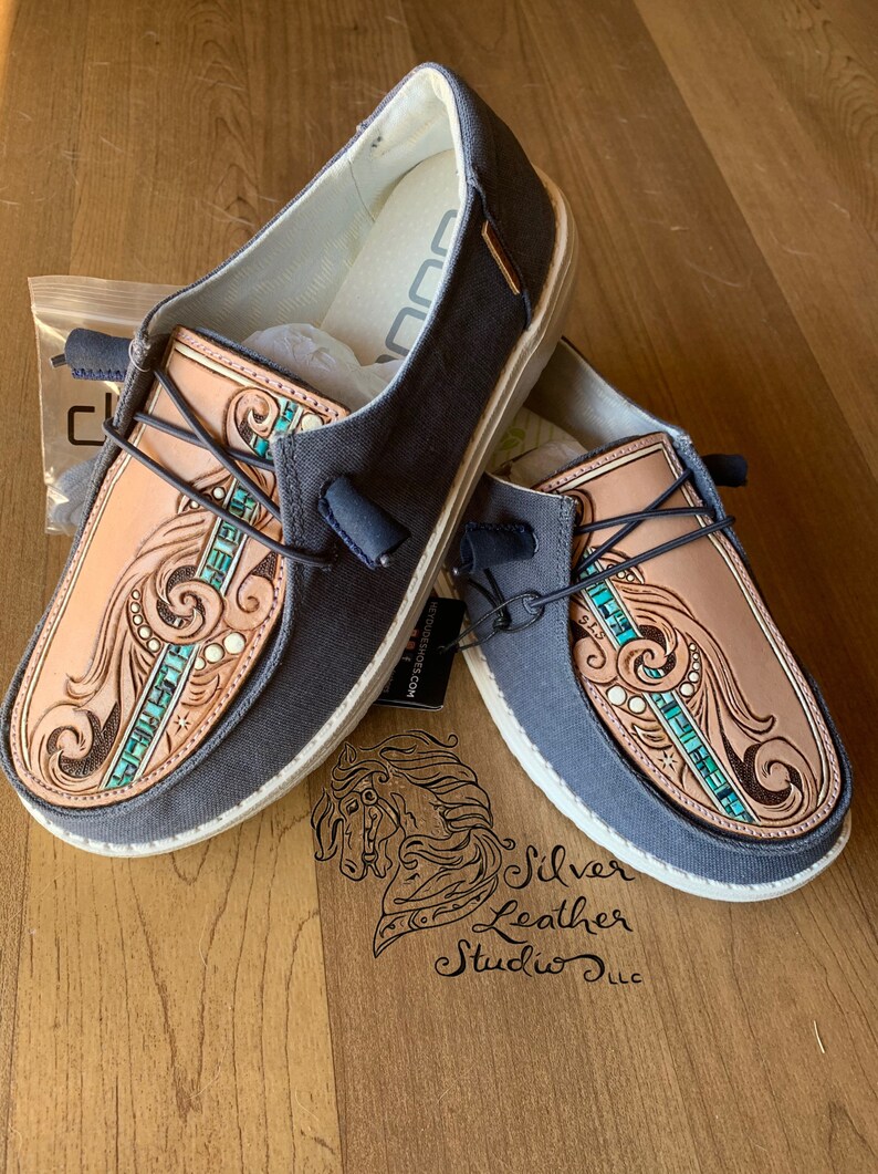 custom tooled hey dudes