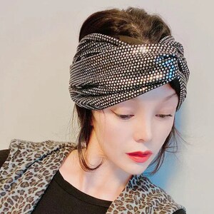 Silver Polka Dot Sequin Headband,Women Headband,Turban Headband,,Fashion Headband,Head Wrap,Twist knot headband,Party,Holiday