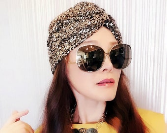 Sequin Turban,Womens Turban,Full Turban,Turban Headband,Turban Hat,Stretch Turban,Fashion Turban,Head Wrap,Head Scarf,Headband,Beautiful