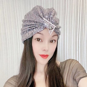 Sequin Fashion turban, vintage turban, Stripped turban hat, beaded turban,embellished turban,fancy turban, knot turban, wedding turban