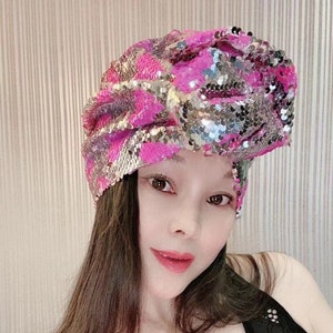 Sequin Fashion turban, vintage turban, Stripped turban hat, beaded turban,embellished turban,fancy turban, knot turban, wedding turban