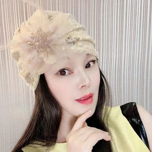 Sequin Fashion turban, vintage turban, Stripped turban hat, beaded turban,embellished turban,fancy turban, knot turban, wedding turban