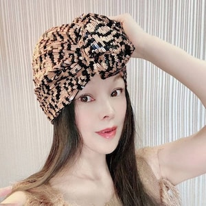 Sequin Fashion turban, vintage turban, Stripped turban hat, beaded turban,embellished turban,fancy turban, knot turban, wedding turban