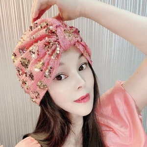 Sequin Fashion turban, vintage turban, Stripped turban hat, beaded turban,embellished turban,fancy turban, knot turban, wedding turban
