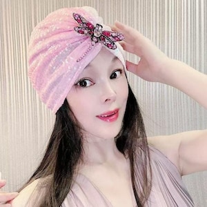 Beading Sequin Turban, Wedding  turban, vintage turban,embellished turban, jeweled turban, fancy turban, bridal turban