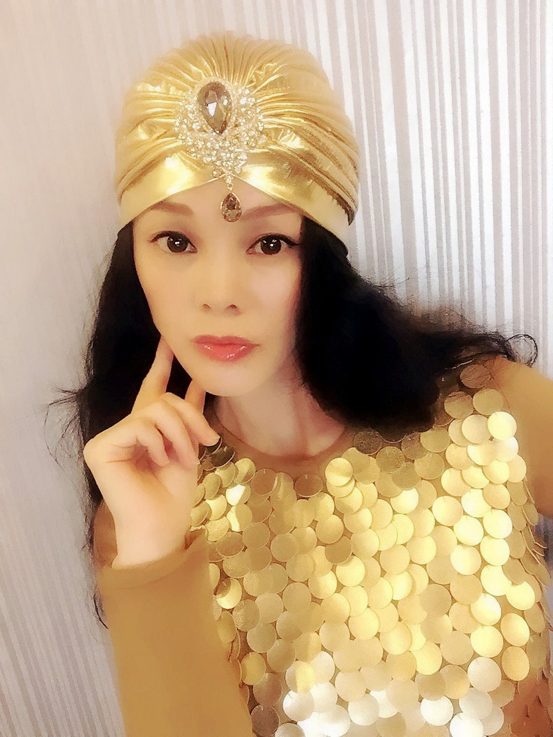 Gold Coating White Gem Turbanwomen Turbanfull Turbanturban Etsy