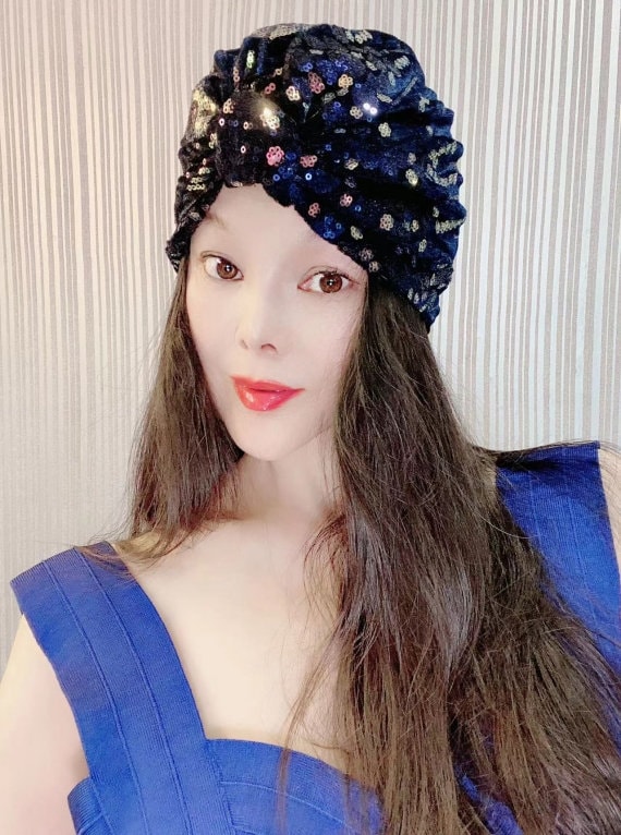 Emerald Green Velvet Turban,gold Peacock Feather Embroidery  display picture 3