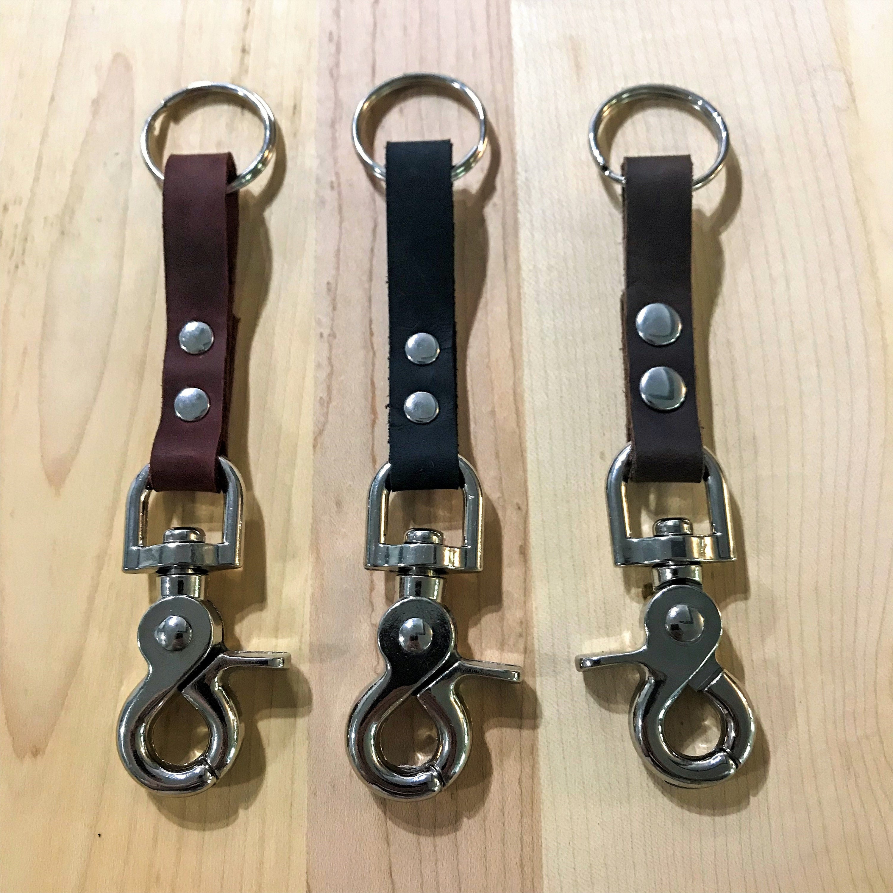 Heavy Duty Leather Keychain Claw Clamp Nickel Etsy