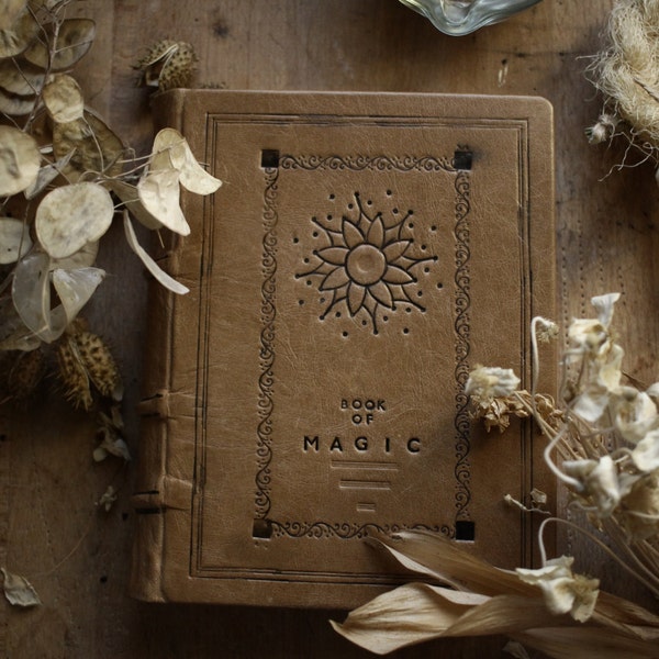 Book of Magic - A Large Grimoire bound in Brown Calf with Blind Tooling