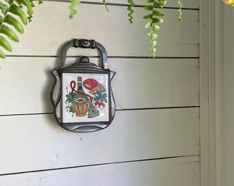 Vintage 70s tile wine and cheese trivet
