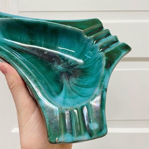 Vintage glazed green ashtray image 2