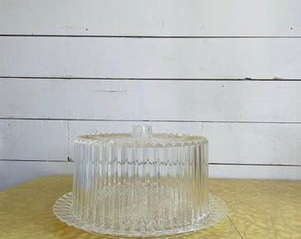 Vintage lucite cake platter and cover