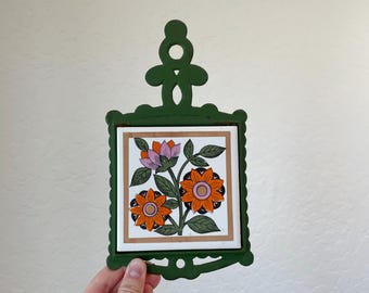 Vintage flower power tile trivet