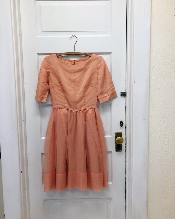 Vintage 50s peach tulle dress - image 1