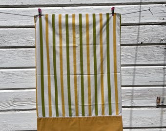 Vintage stripe yellow green pillowcase