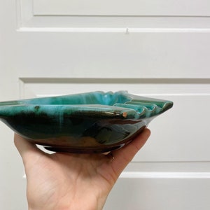 Vintage glazed green ashtray image 3