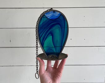 Vintage stained glass bird feeder