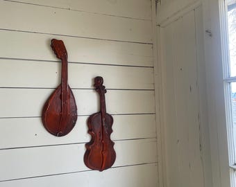 Vintage Royal orange metal violin and mandolin