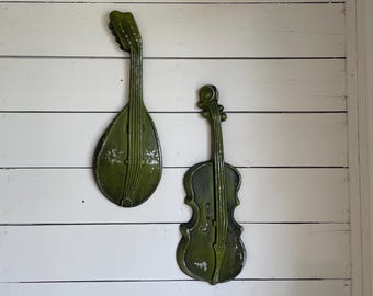 Vintage Royal green metal violin and mandolin
