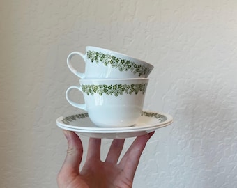 Corelle Crazy Daisy teacups and saucers