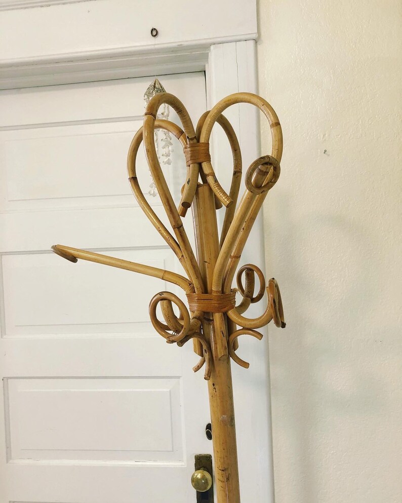 Vintage rattan coat rack/READ DESCRIPTION Etsy