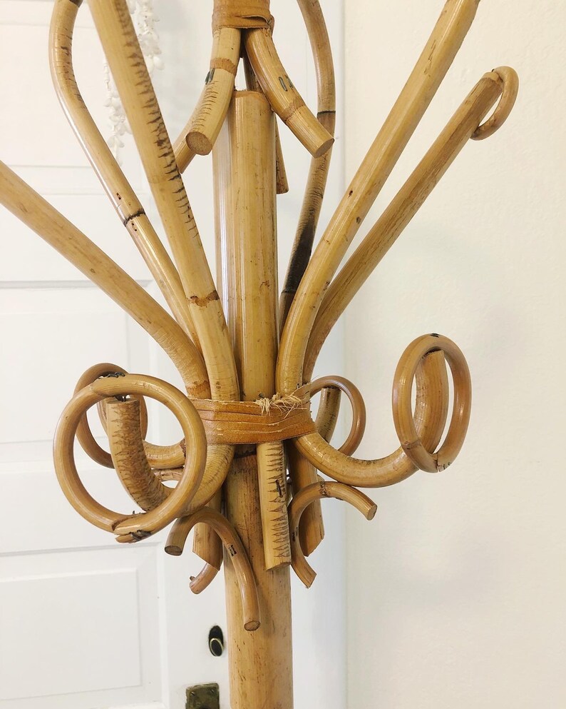 Vintage rattan coat rack/READ DESCRIPTION Etsy