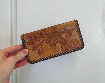 Vintage tooled leather checkbook cover