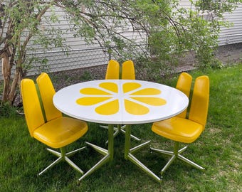 1960s citrus slice kitchen table and three chairs