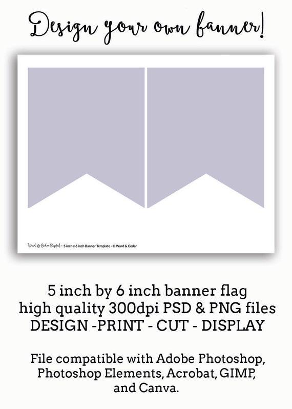 5 x 6 bunting flag banner template pennant instant download etsy