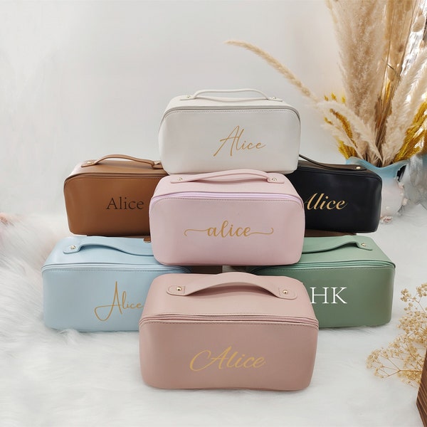 Trousse de toilette personnalisée avec monogramme | trousse de maquillage personnalisée | cadeau personnalisé pour elle, cadeau personnalisé pour demoiselle d'honneur, trousse de maquillage de voyage A