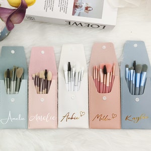 Sac à pinceaux personnalisé avec monogramme, trousse de maquillage personnalisée, cadeau de demoiselle d'honneur, cadeau de fête unique, cadeau personnalisé pour elle, organisateur A