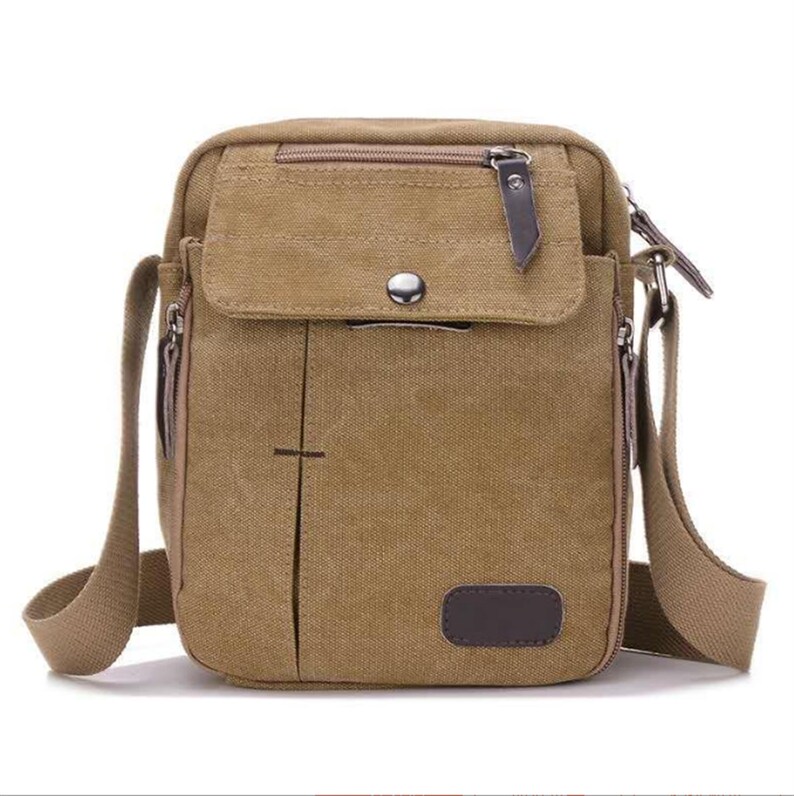 5 color Vintage Canvas Cotton Crossbody Bags,Versatile Crossbody Bags,Small Crossbody Bag,Casual Bag for him,Crossbody Purse,Birthday Gift Khaki