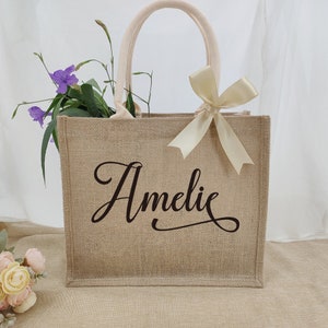 Personalized Burlap Tote Best Day Ever Wedding Welcome Bag Beach Jute Gift Favor Bridesmaid Bachelorette Sleepover Birthday Party Bag image 2