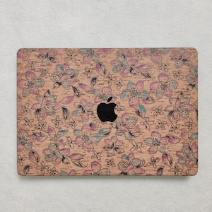 Cork MacBook 13 14 15 pro cover,Macbook air 13 hard shell,Macbook pro 16 skin,cork MacBook pro 16 cover,cork laptop skin,gift for him.X3 cork flower 1